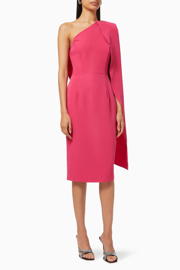 

One Shoulder Dress with Cape, Pink