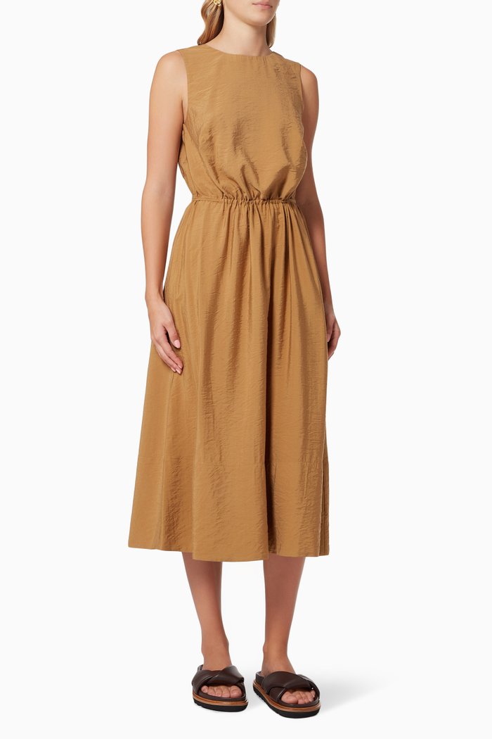 

Cross Back Dress in Textured Viscose-blend, Neutral
