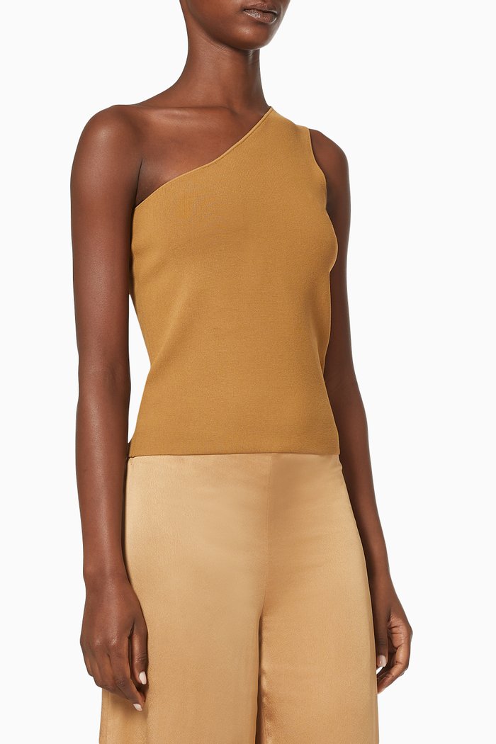 

One-shoulder Tank Top in Viscose Knit, Neutral
