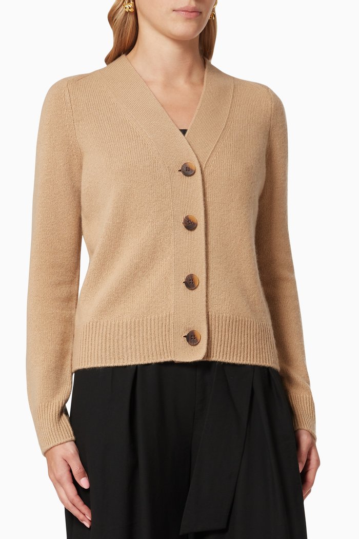

Shrunken Button Cardigan in Cashmere, Neutral