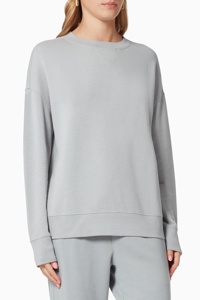 Essential Pullover in French Terry Cotton, Grey