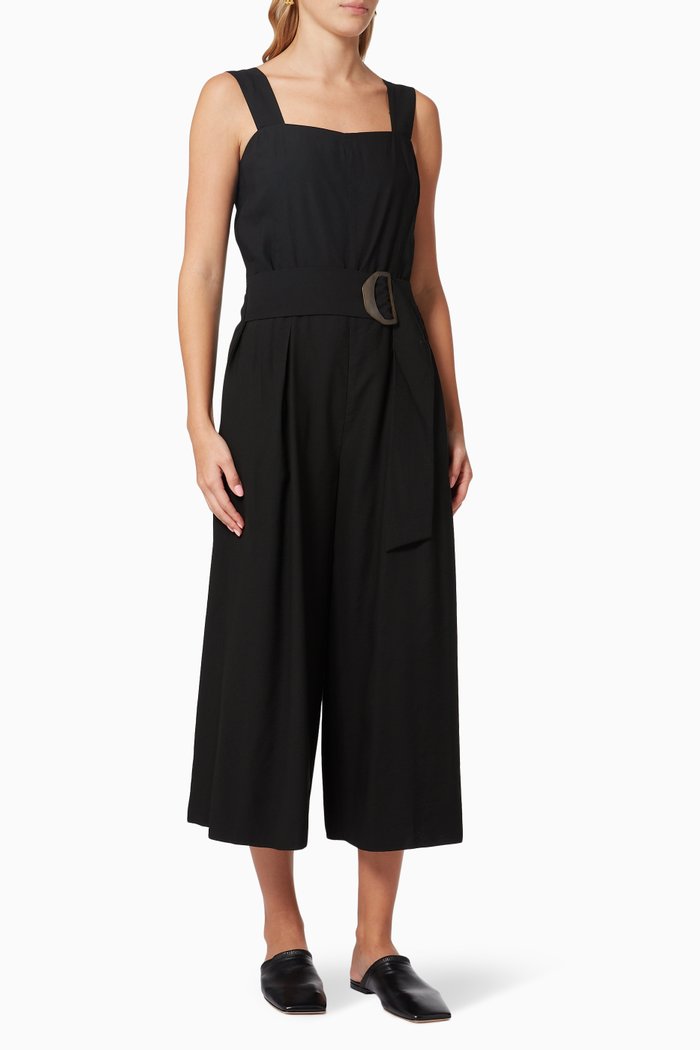 

Belted Jumpsuit in Viscose, Black