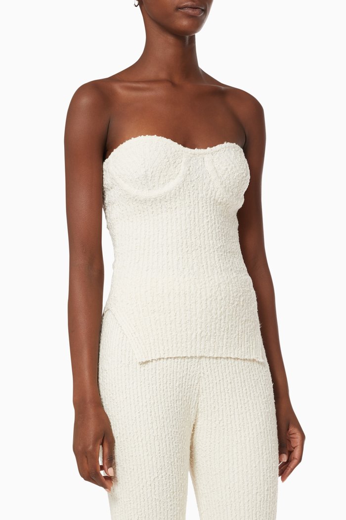 

Knit Bustier Top in Rib-knit, Purple