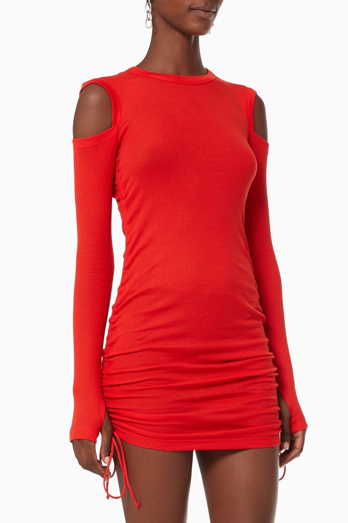 

Lacing Dress in Rib-knit, Red