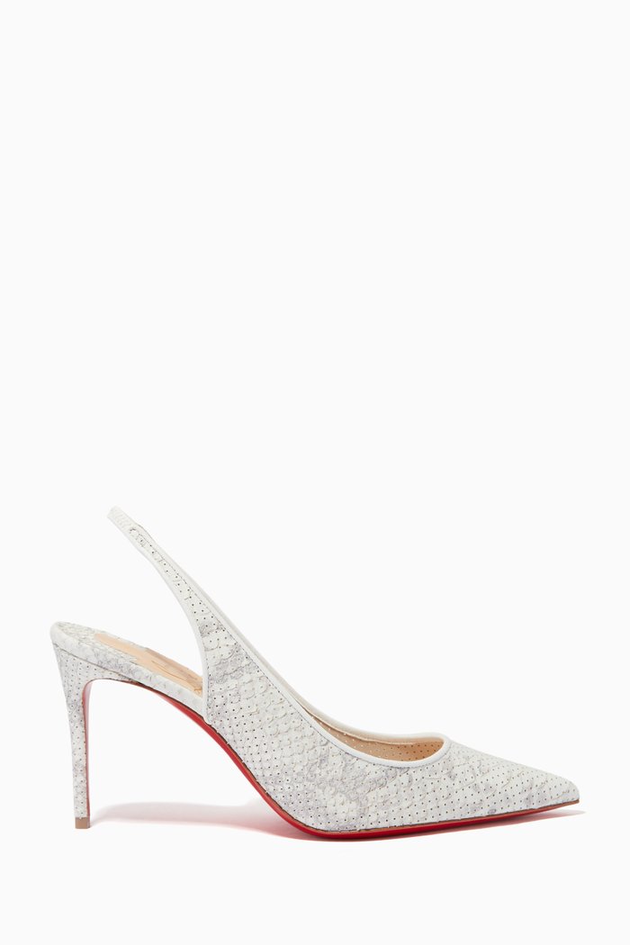 

Kate Sling 85 Mules in 3D Reptile-print Perforated Leather, Neutral