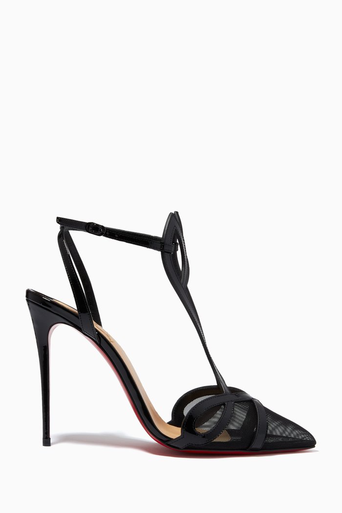 

Double L 100 Pumps in Patent Leather & Mesh, Black