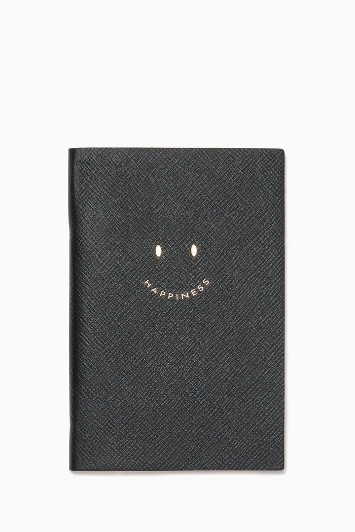 

Happiness Chelsea Notebook in Crossgrain Leather, Black