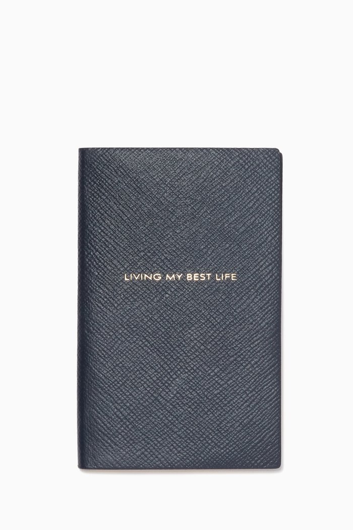 

Living My Best Life Panama Pocket Notebook in Crossgrain Lambskin, Blue