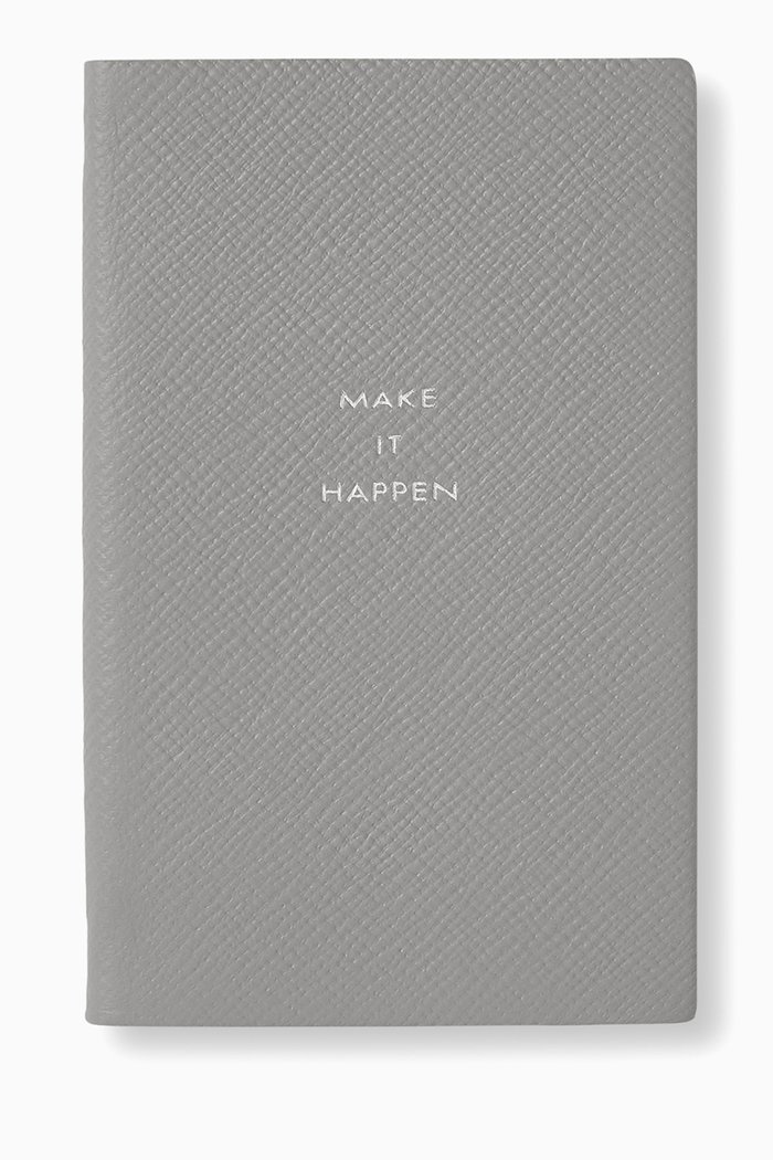 

"Make It Happen" Panama Notebook in Crossgrain Leather, Grey