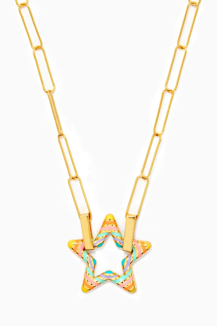 

American Girl Star Necklace in 24k Gold Plated Sterling Silver, Multicolour