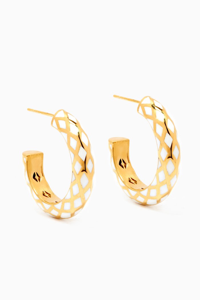 

Sunkissed Hoop Earrings in 24k Gold Plated Sterling Silver, White