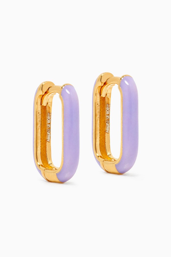 My Go To Hoop Earrings in 24k Gold Plated Sterling Silver, Purple