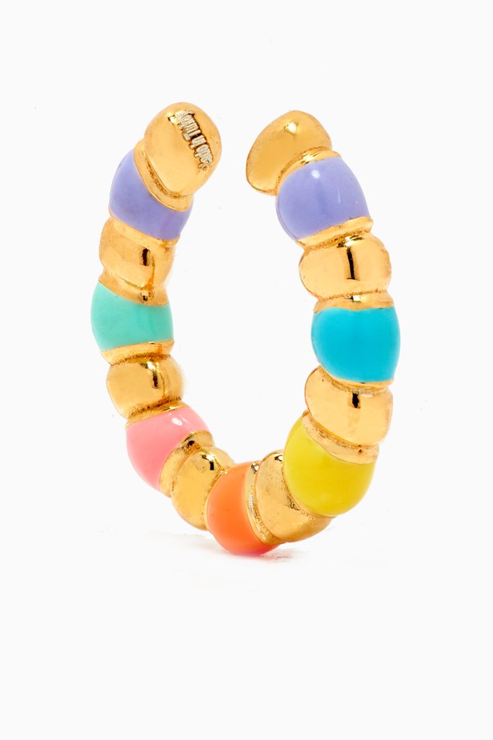 

One of a Kind Ear Cuff in 24k Gold Plated Sterling Silver, Multicolour