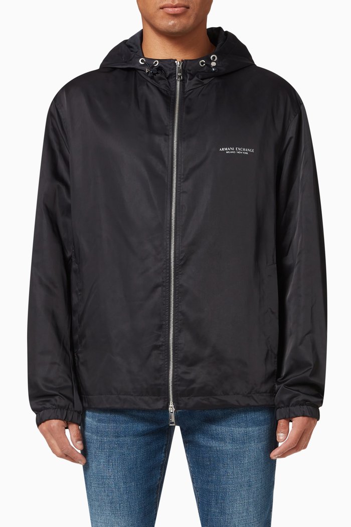 

Logo Windbreaker in Technical Fabric, Blue