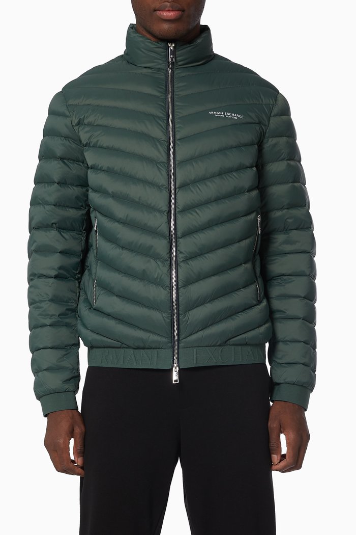 

AX Logo Puffer Jacket in Quilted Nylon, Multicolor