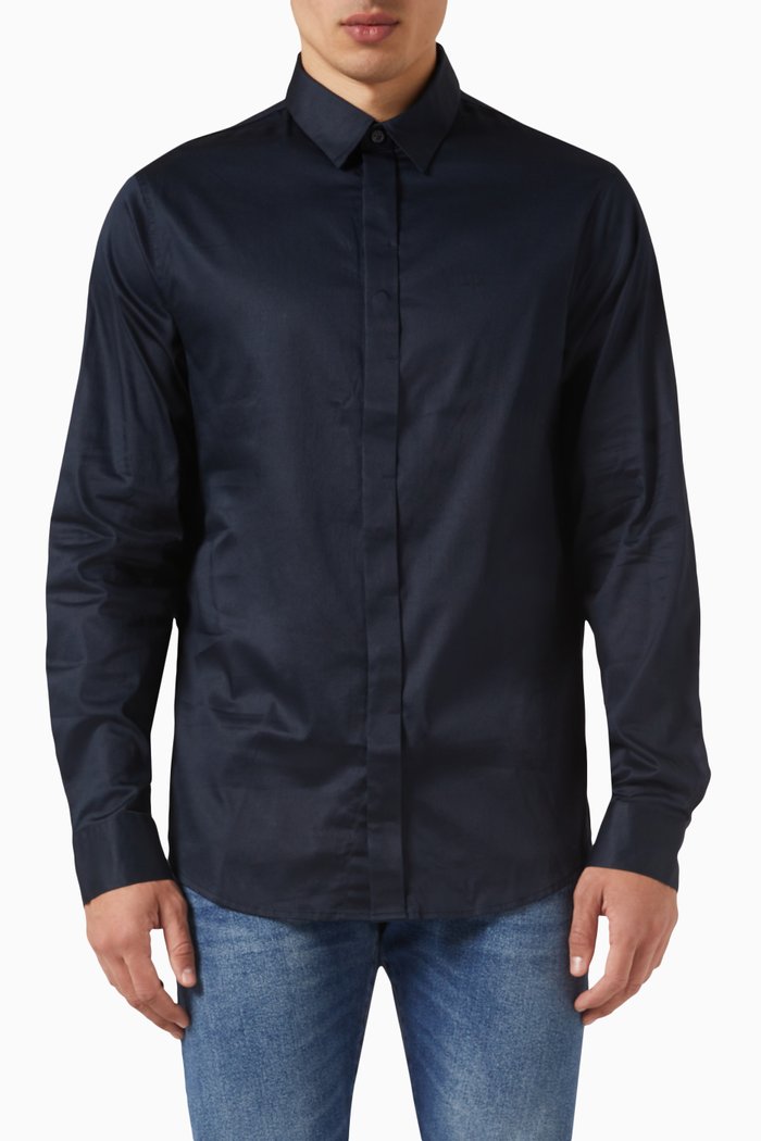 

Slim-fit Shirt in Cotton, Blue