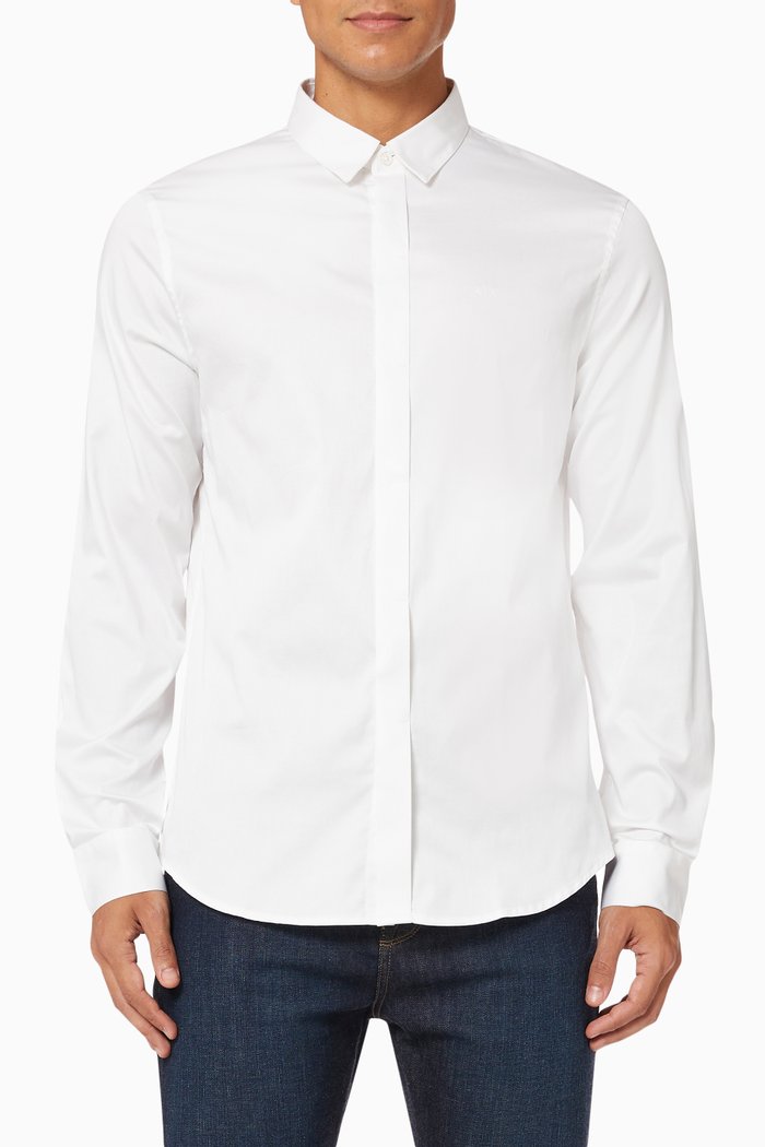 Slim Fit Shirt in Cotton, White