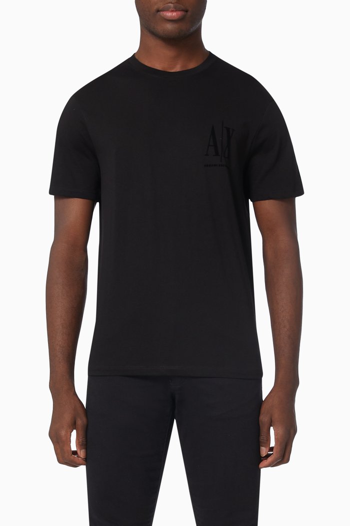 

Icon Velvet Logo T-shirt in Jersey, Black