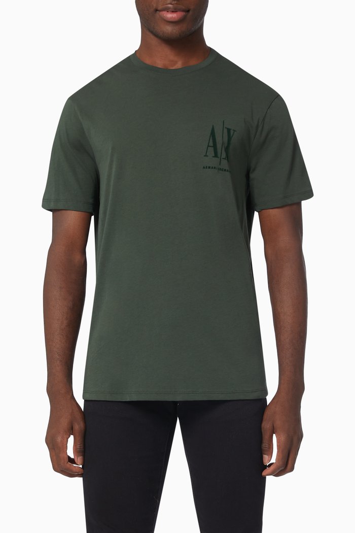 

Icon Velvet Logo T-shirt in Jersey, Green