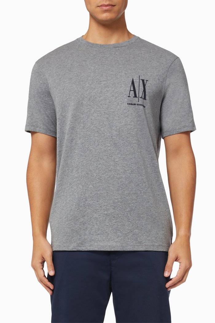 

Icon Velvet Logo T-shirt in Jersey, Grey