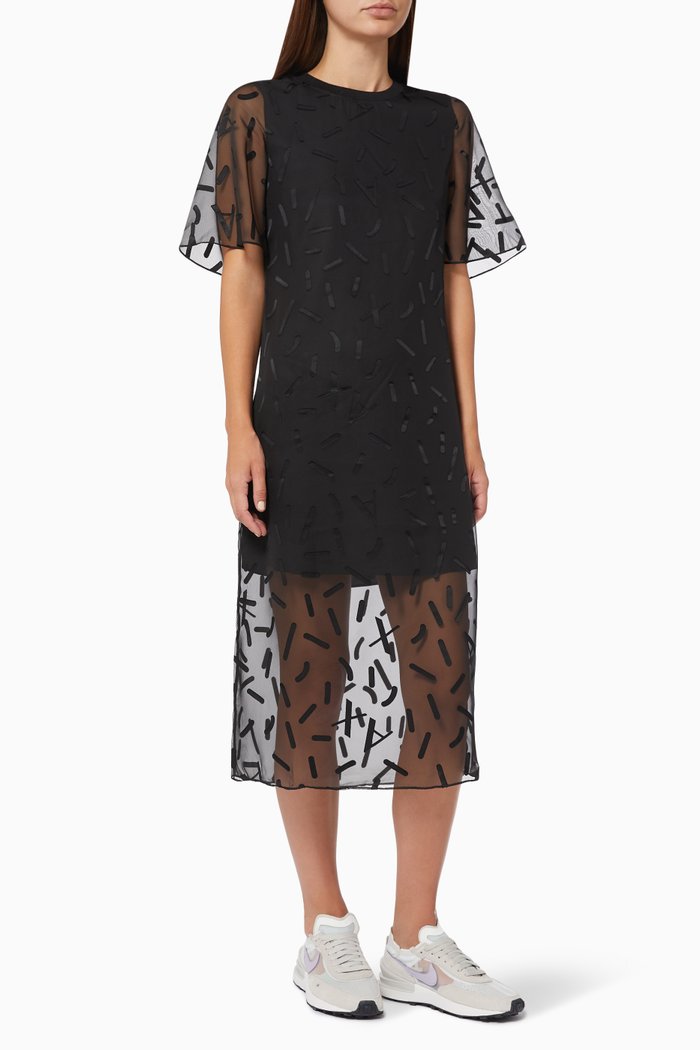 

Stick Dress in Burnout Tulle, Black
