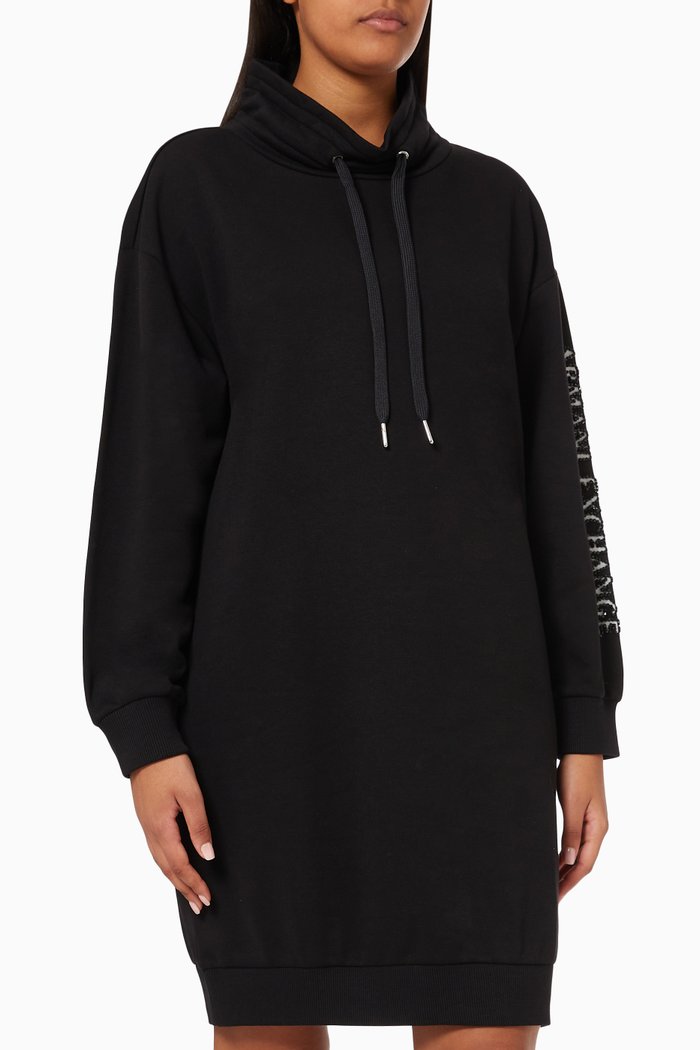 

Logo Sweatshirt Dress in Cotton, Black