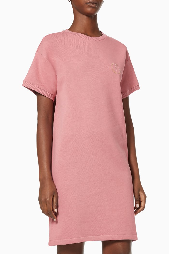 

Circle Logo T-shirt Dress in Cotton Blend Fleece, Red