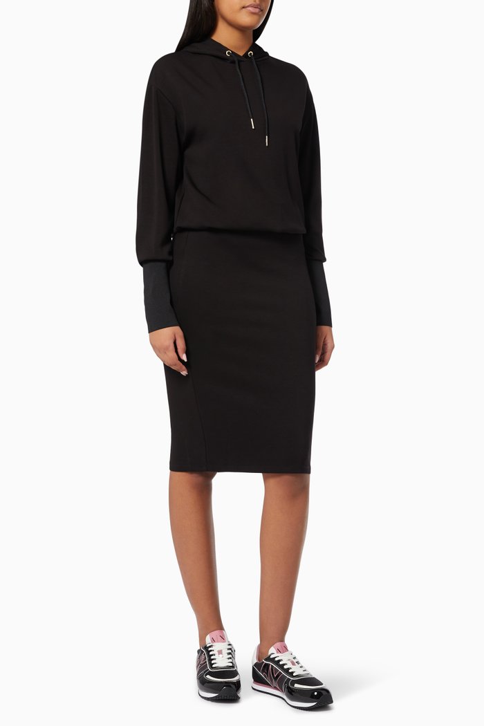

Hooded Scuba Dres in Jersey, Black