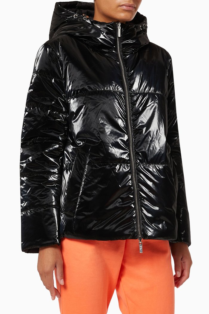 Reversible Quilted Hooded Jacket, Black