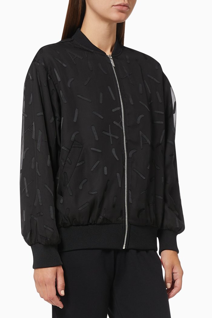 

Bomber Jacket in Burnout Tulle, Black