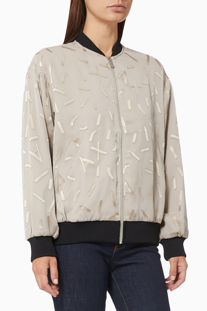 

Bomber Jacket in Burnout Tulle, Grey