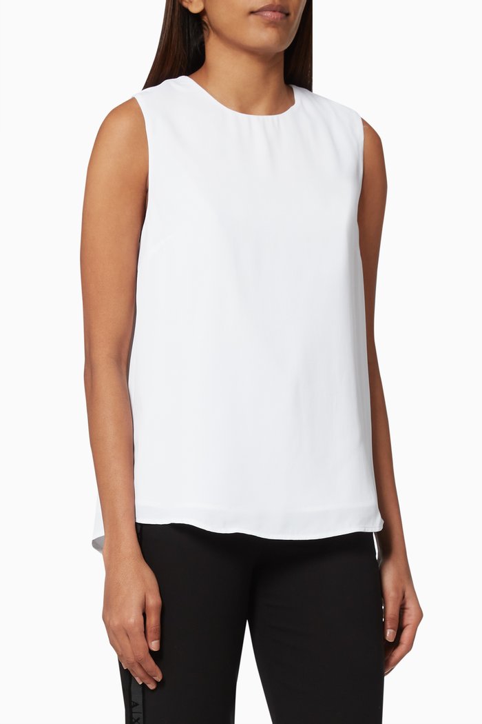 

High-Low Top in Crepe, White