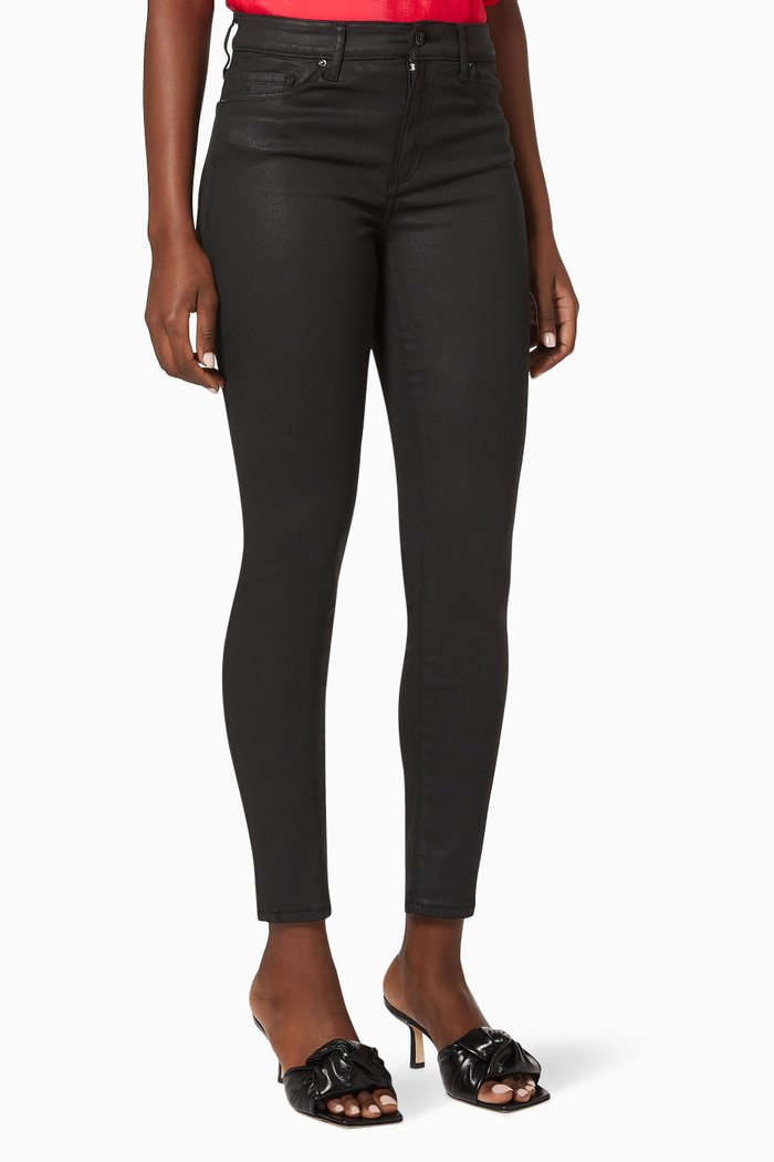 

J10 Cropped Jeans in Satin Finish Cotton Blend, Black