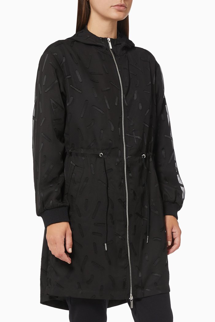 

Parka Coat in Burnout Tulle, Black