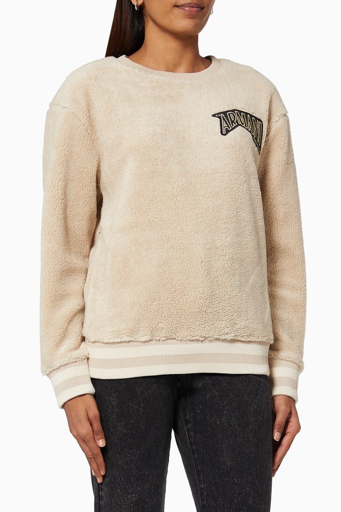 

Cartoon Logo Sweatshirt in Sherpa Fleece, Gold