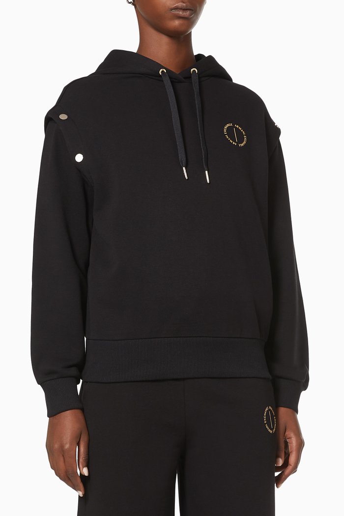 

Circle Logo 2-in-1 Hoodie in Cotton Blend Fleece, Black
