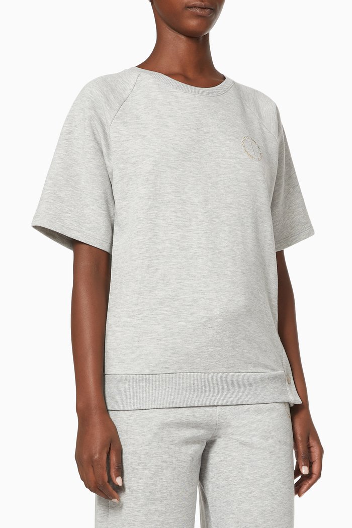 

Circle Logo Short Sleeve Sweatshirt in Cotton Blend Fleece, Grey