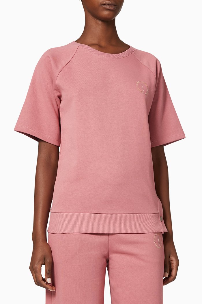 

Circle Logo Short Sleeve Sweatshirt in Cotton Blend Fleece, Red