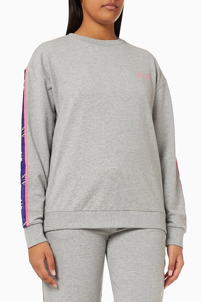 

Logo Tape Sweatshirt in Cotton, Grey