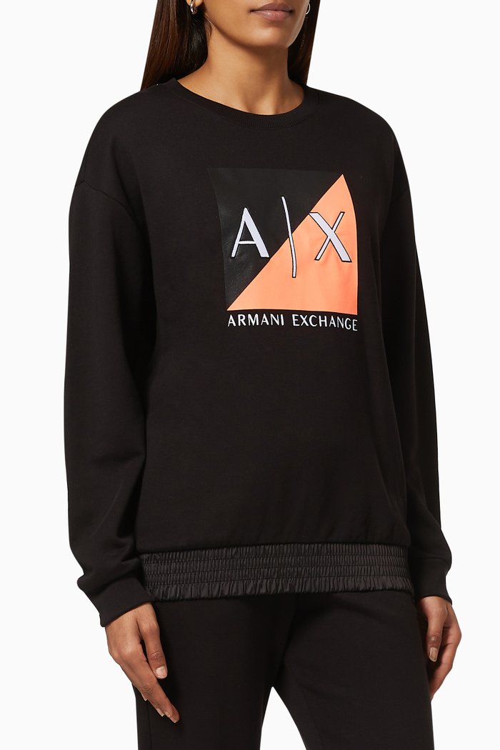 

A|X Patch Sweatshirt in Cotton Knit, Black