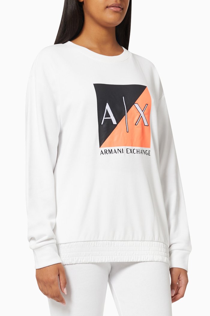 

A|X Patch Sweatshirt in Cotton Knit, White