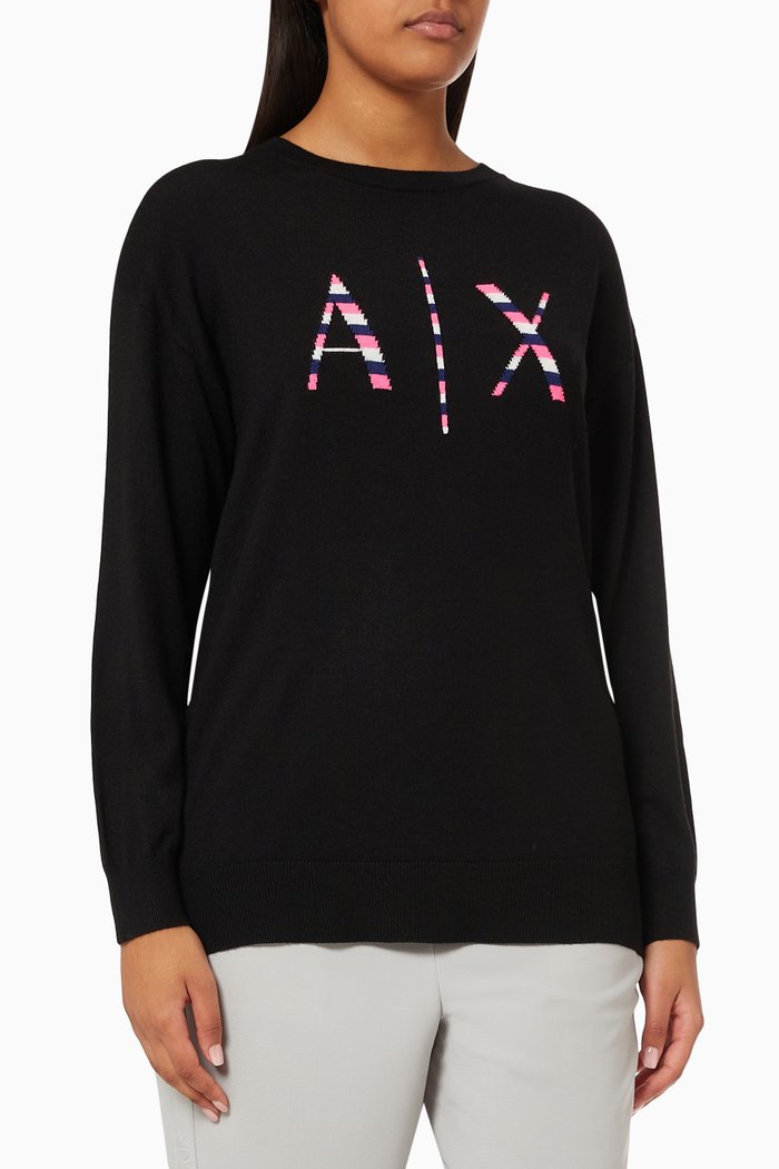 

Logo Sweater in Wool, Black