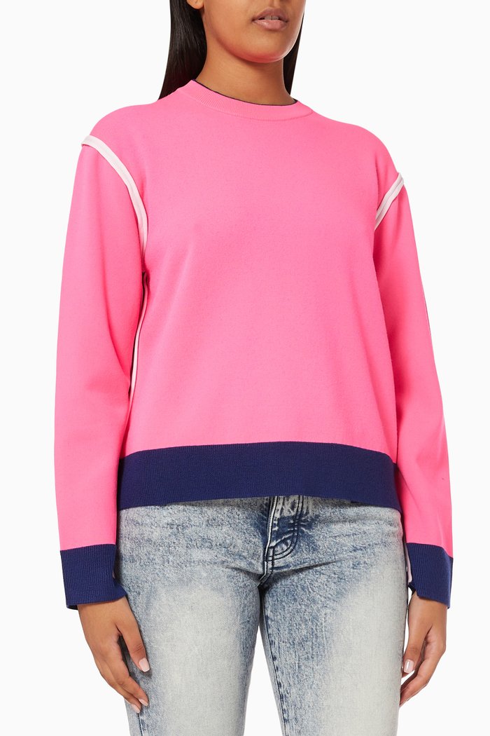 

Two Tone Sweater in Lightweight Knit, Multicolor