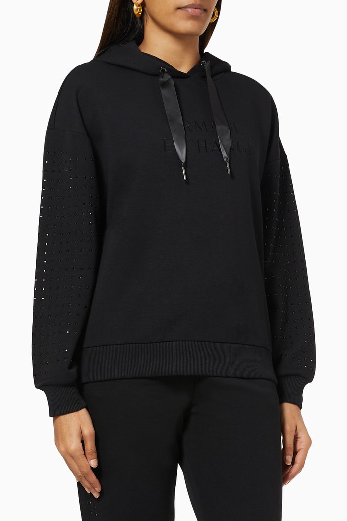 

Studded Sweatshirt in Organic Cotton Blend, Black
