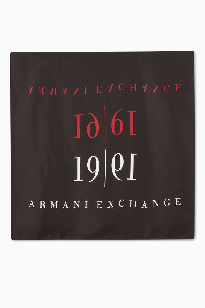 

Logo Print Scarf in Silk Twill, Black