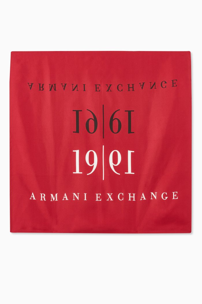 

Logo Print Scarf in Silk Twill, Red