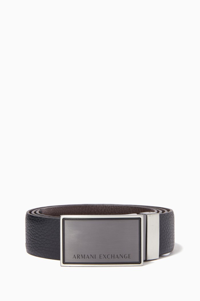 

Logo Plaque Belt in Grain Leather, Multicolour