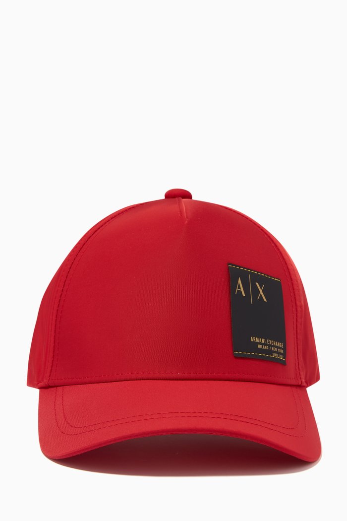 

A|X Logo Patch Cap in Cotton Twill, Red