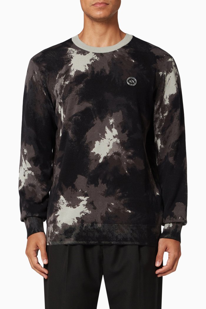 

Ink Camo Sweater in Cotton, Black