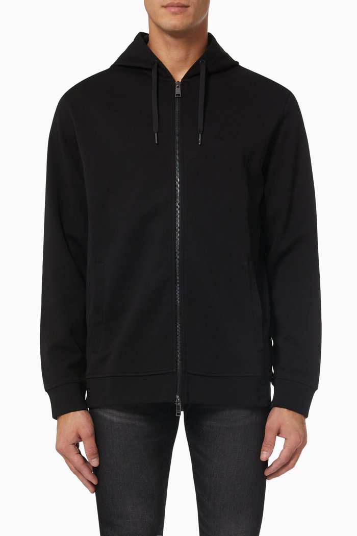 

Logo Zip Hoodie in Fleece, Black